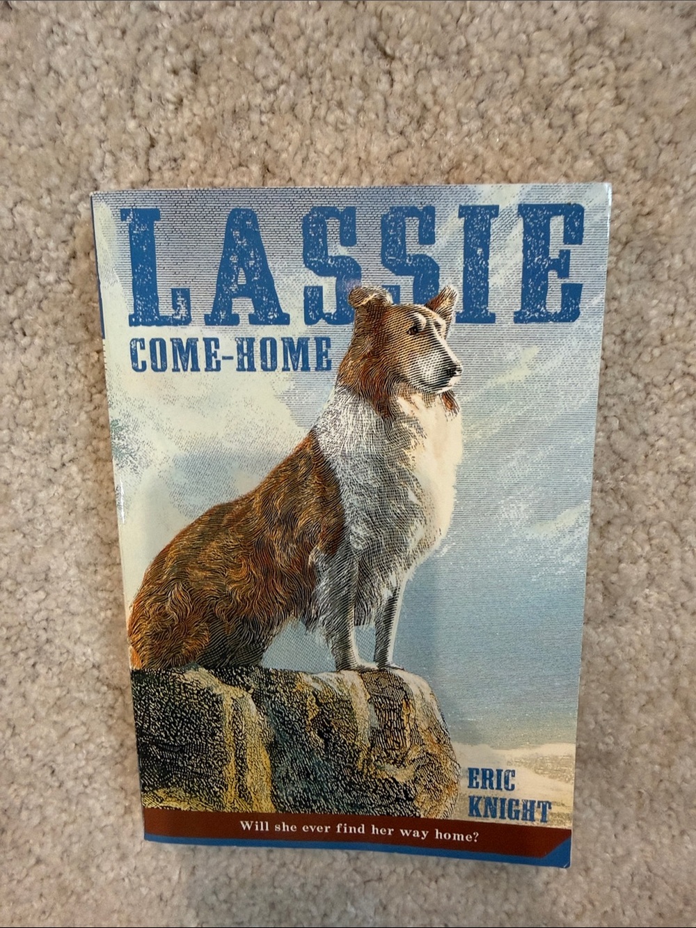 Lassie Come-Home Illustrated Book Cover - Blue & Brown